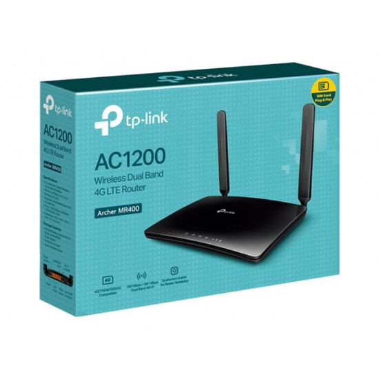 TPLINK Archer MR400 TP-Link Archer MR400 AC1200 Wireless Dual Band 4G LTE Router, beépített 4G LTE