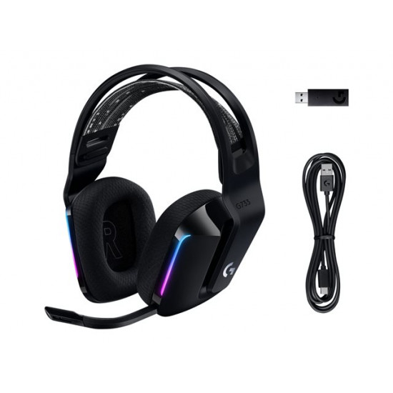 LOGITECH G733 LightSpeed Wireless RGB Gaming Headset - BLACK - EMEA LOGITECH G733 LightSpeed Wireless RGB Gaming Headset - BLACK - EMEA