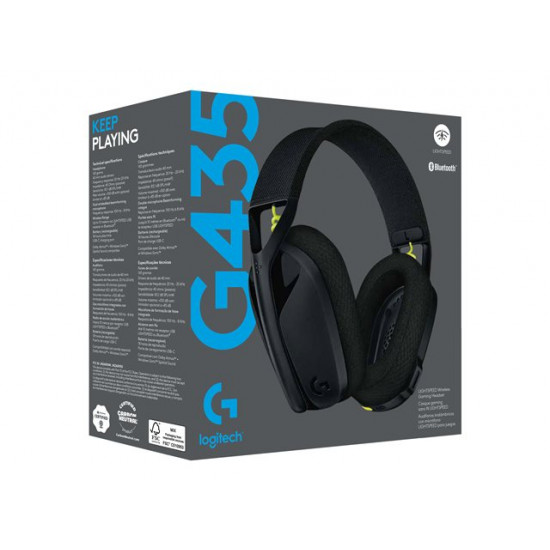LOGITECH G435 LightSpeed Wireless Gaming Headset - fekete (981-001050)