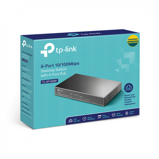 TP-Link TL-SF1008P 10/100Mbps 8 portos POE switch 4 PoE porttal