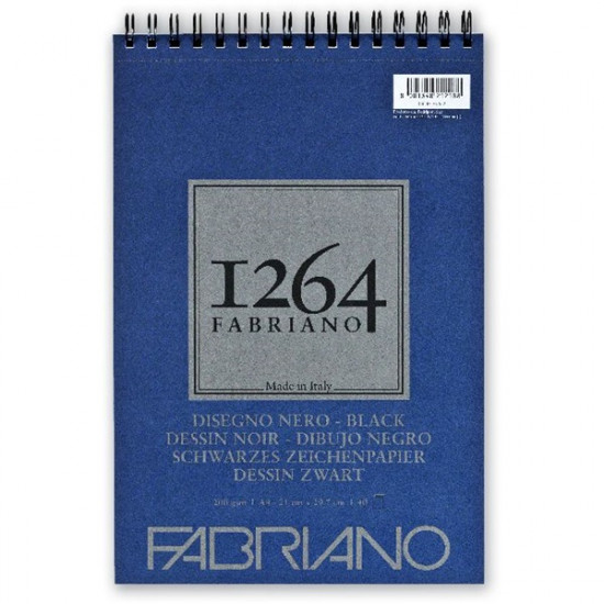 Fabriano 1264 200g A4 40lapos spirálkötött fekete rajztömb (19100652)