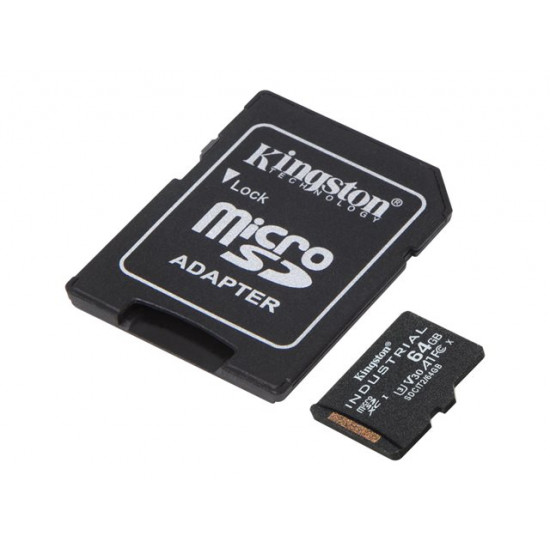 KINGSTON 64GB microSDXC Industrial C10 A1 pSLC Card + SD Adapter
