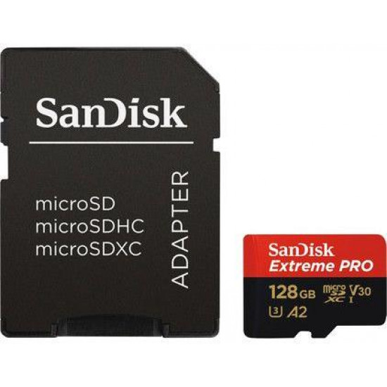 SANDISK Memóriakártya 183521, MICROSDXC EXTREME PRO KÁRTYA 128GB, 170MB/s C10, V30, UHS-I, U3, A2
