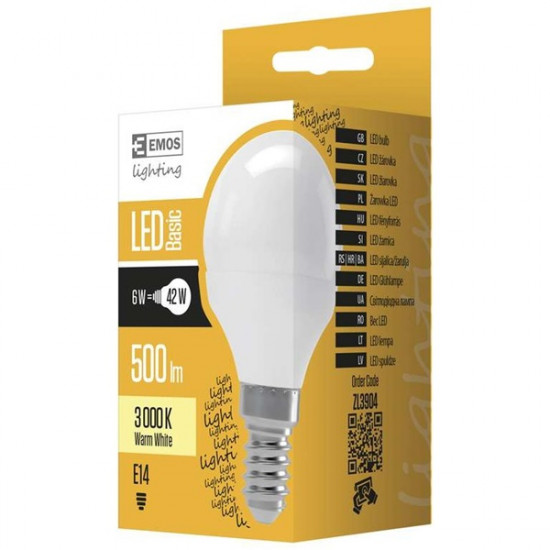 Emos BASIC 6W E14 500 lumen meleg fehér LED kisgömb izzó (ZL3904)