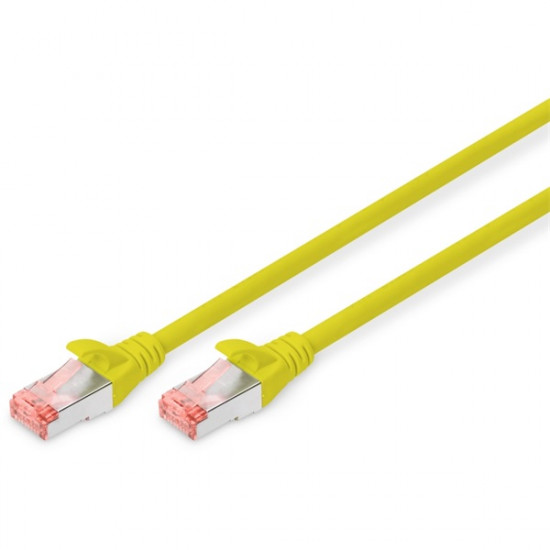 Digitus RJ45 Hálózat Csatlakozókábel CAT 6 S/FTP 2.00 m Sárga Halogénmentes, sodort érpár, Védővel, Lángálló