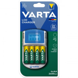 Varta LCD akkumulátor töltő + AA 2600 mAh 4db akkumulátorral  + 12V + USB (57070201451)