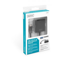 DIGITUS HDMI 4k - USB-C 3.1 Grafikus Adapter, Fekete, 15cm (DA-70852)