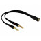 Delock 1x3.5mm 4-tűs anya sztereo jack - 2x3.5mm 3-tűs apa sztereo jack headset adapter (65967) Delock 1x3.5mm 4-tűs anya sztereo jack - 2x3.5mm 3-tűs apa sztereo jack headset adapter (65967)