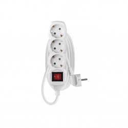 Emos kapcsolós elosztó, 3 aljzat, 2m, fehér (P1322)