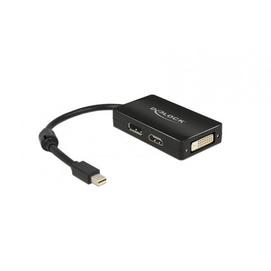 Delock mini Displayport 1.1 apa - Displayport - HDMI - DVI passzív adapter, Fekete (62623)