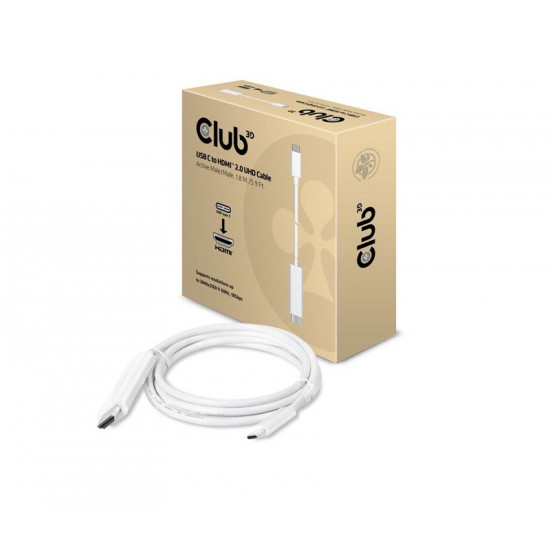 CLUB3D USB 3.1 Type C - HDMI 2.0 kábel, 1.8m, fehér (CAC-1514)