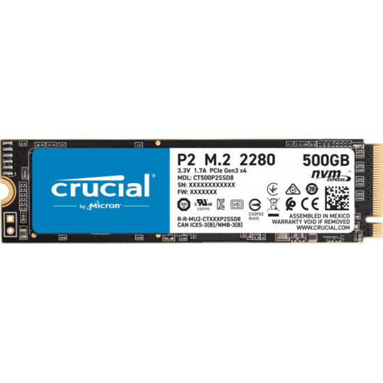 Crucial 500GB P2 M.2 SSD meghajtó (CT500P2SSD8)