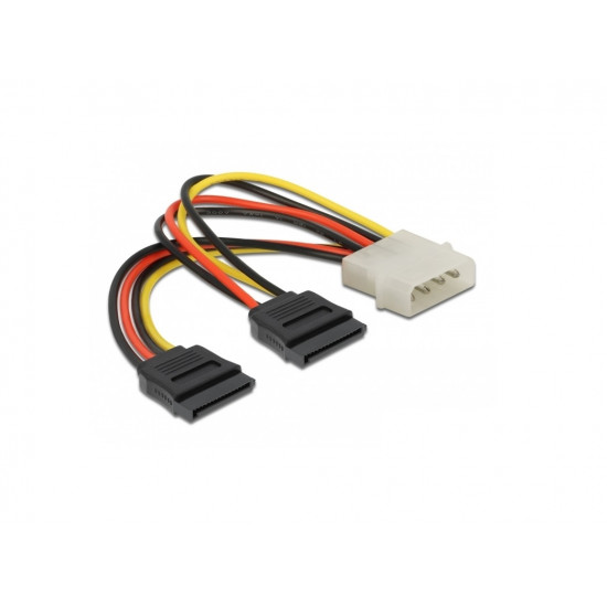 Delock 2x SATA HDD – 4pin apa Molex hálózati kábel, 15cm (60102)