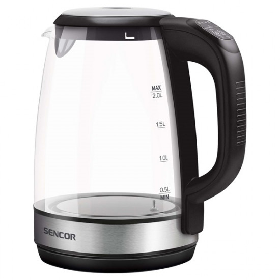 Sencor SWK 2090BK 2l inox-fekete üveg vízforraló