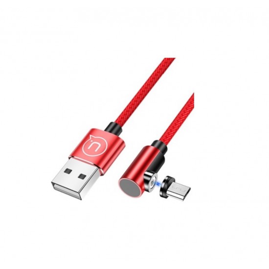 USAMS USB Type-A - micro USB Type-B mágneses összekötő kábel, 1m, piros (SJ446USB02)