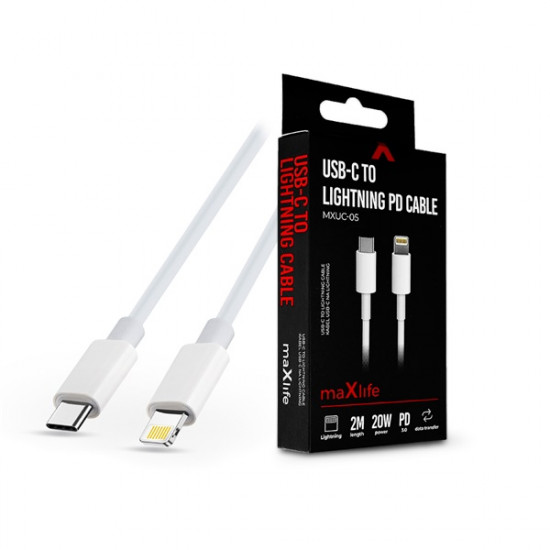 Maxlife Type-C - Lightning 2 m-es vezetékkel PD3.0 Cable - 20W adat- és töltőkábel (TF-0138)