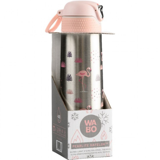 Wabo PEARLiTE SafeLOK acél termosz flamingó mintával 420ml (WTF-420-EZ/FL)