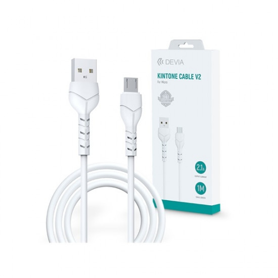 Devia Kintone V2 Series 2,1A microUSB - USB-A adat- és töltőkábel, 1m (ST351129)