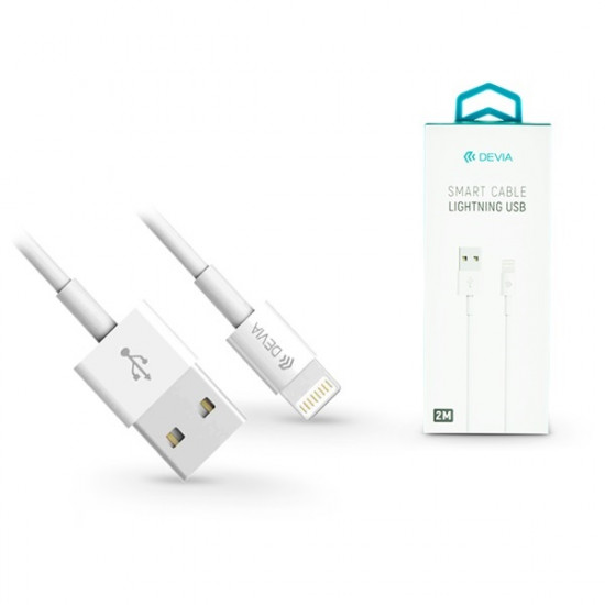 Devia Apple Iphone Lightning USB adat- és töltőkábel, 2m, fehér (ST311598)