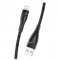 Usams Lightning adat és töltő kábel, 2m, fekete (SJ394USB01)
