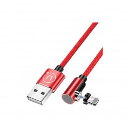 Usams jobb oldalas mágneses Lightning töltőkábel, 1m, piros (SJ444USB02)