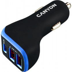 TOL - Canyon autós töltő 2xUSB 2400mA 1xType-C (CNE-CCA08PU)