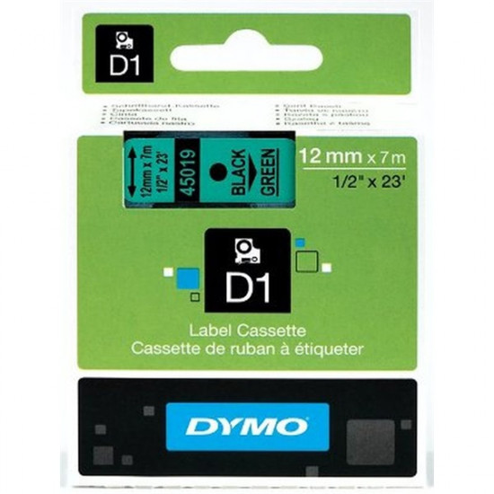 Dymo D1 12mmx7m fekete/zöld feliratozógép szalag (NDY0720590)