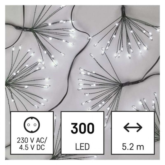Emos fürtök, nano, 5,2 m, beltérre, hideg fehér, időzítő LED fényfüzér (D3AC09)