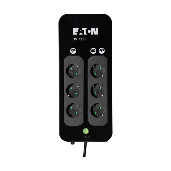 EATON UPS 3S (3+3 Schuko) 550VA (330 W) OFFLINE szünetmentes tápegység, torony - USB interfész felügyeleti szoftverrel EATON UPS 3S (3+3 Schuko) 550VA (330 W) OFFLINE szünetmentes tápegység, torony - USB interfész felügyeleti szoftverrel