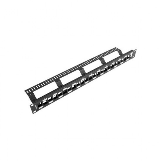 Lanberg patch panel keystone 24 port 1U 19 fekete (PPKS-1224-B)