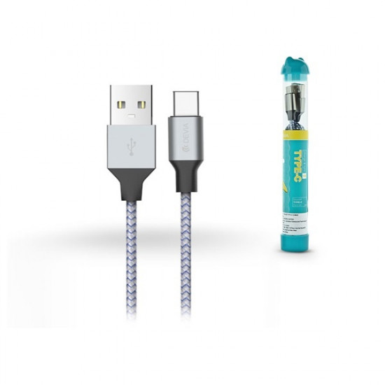 Devia USB- USB Type-C töltő- és adatkábel 1 m ezüst kék (ST304330)
