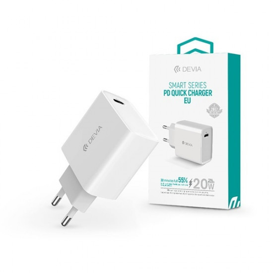 Devia 20W 3.0QC USB Type-C hálózati gyorstöltő adapter fehér (ST346286)