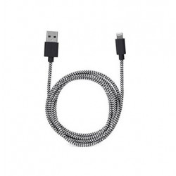 Kikkerland textilborítású Lightning fekete-fehér kábel (US113-BK-EU)