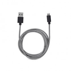 Kikkerland textilborítású Lightning fekete-fehér kábel (US113-BK-EU)