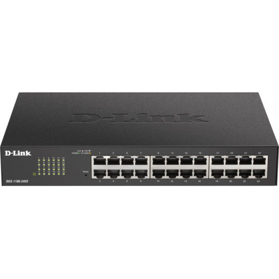 D-LINK Switch 24x1000Mbps Fémházas Menedzselhető Rackes, DGS-1100-24V2/E