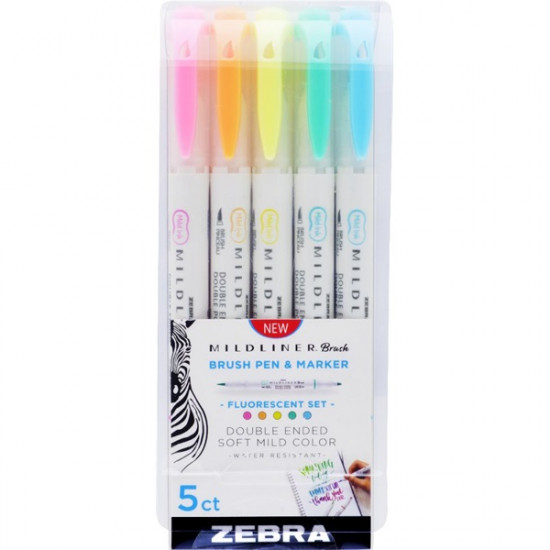 Zebra Mildliner Brush Fluorescent 5db-os kettős végű ecset marker (79105)