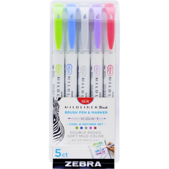 Zebra Mildliner Brush Cool&Refined  5db-os kettős végű ecset marker (79205)