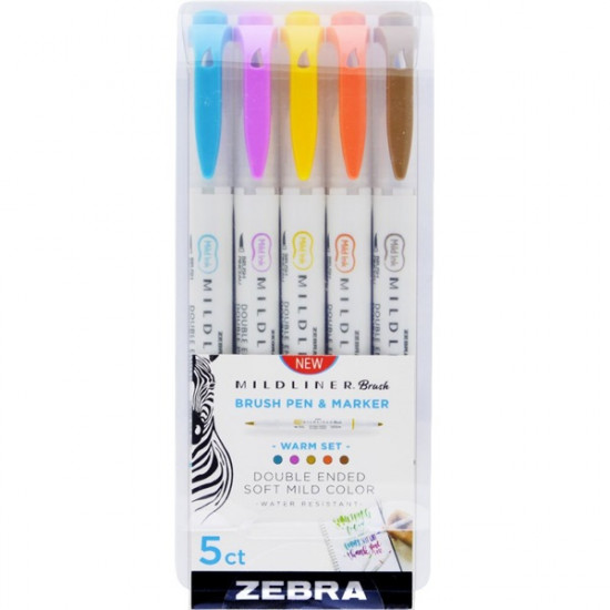 Zebra Mildliner Brush Warm 5db-os kettős végű ecset marker (79305)