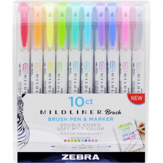 Zebra Mildliner Brush 10db-os kettős végű ecset marker (79101)