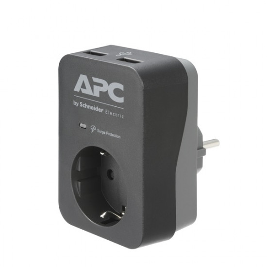 APC Essential SurgeArrest 1 túlfeszültségvédő aljzat 2 USB port fekete (PME1WU2B-GR)