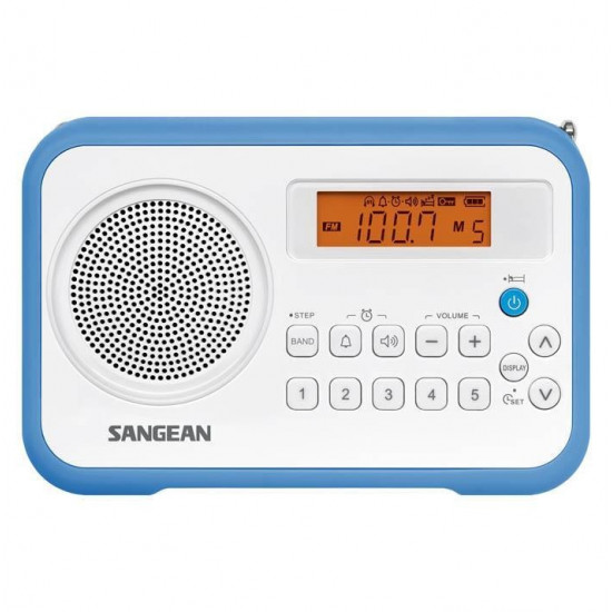 Sangean AM/FM-sztereó szintézeres kék hordozható rádió (PR-D18W/B)