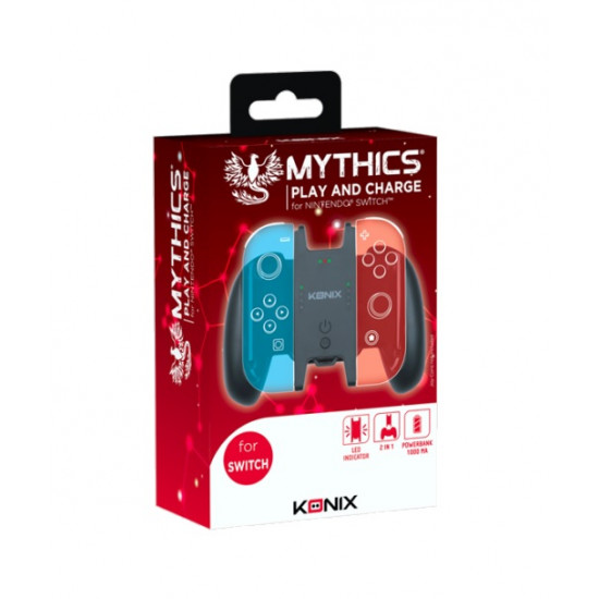 KONIX - MYTHICS Nintendo Switch/OLED Play & Charge Joy-Con Töltő egység (Mini Kontroller) - Fekete (KX-NS-PNC)