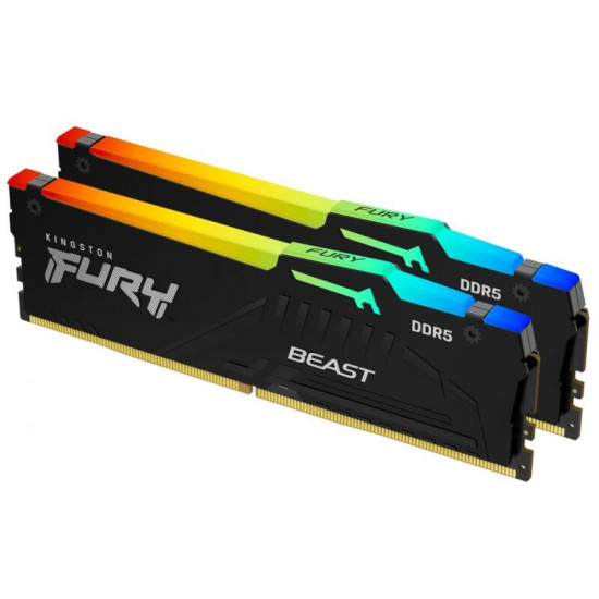 KINGSTON FURY Memória DDR5 64GB 6000MHz CL40 DIMM (Kit of 2) Beast RGB XMP