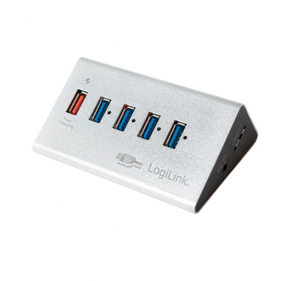 LogiLink USB 3.0 High Speed Hub 4 portos, + 1x gyors-töltő port (UA0227)