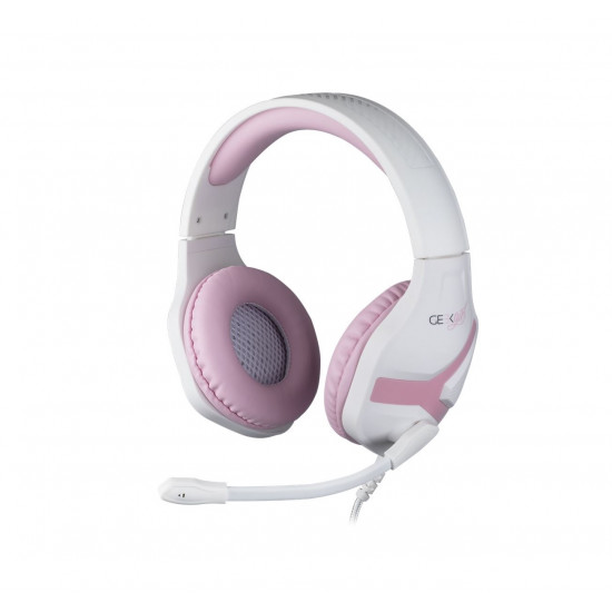 KONIX MYTHICS Geek Girl Crystal PS4 Vezetékes Gaming Stereo Mikrofonos Fejhallgató - Fehér/Pink (KX-GG-GH/CRYSTAL)