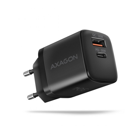 Axagon USB-C + QC3.0 30W fekete fali töltő (ACU-PQ30)
