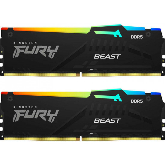 KINGSTON FURY DDR5 64GB 5200MHz CL40 DIMM (Kit of 2) Beast RGB Memória KINGSTON FURY DDR5 64GB 5200MHz CL40 DIMM (Kit of 2) Beast RGB Memória