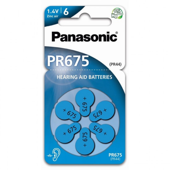 Panasonic PR-675(44)/6LB PR675 cink-levegő hallókészülék elem 6 db/csomag