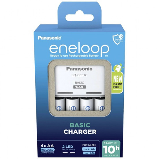 Panasonic Eneloop AA 2000mAh akkutöltő +4xAA akkumulátor (K-KJ51MCD40E)