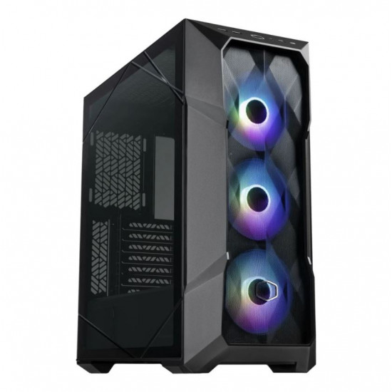 COOLER MASTER Ház Midi ATX MasterBox TD500 MESH V2 ARGB, Tápegység nélkül, Üvegfalú, Fekete